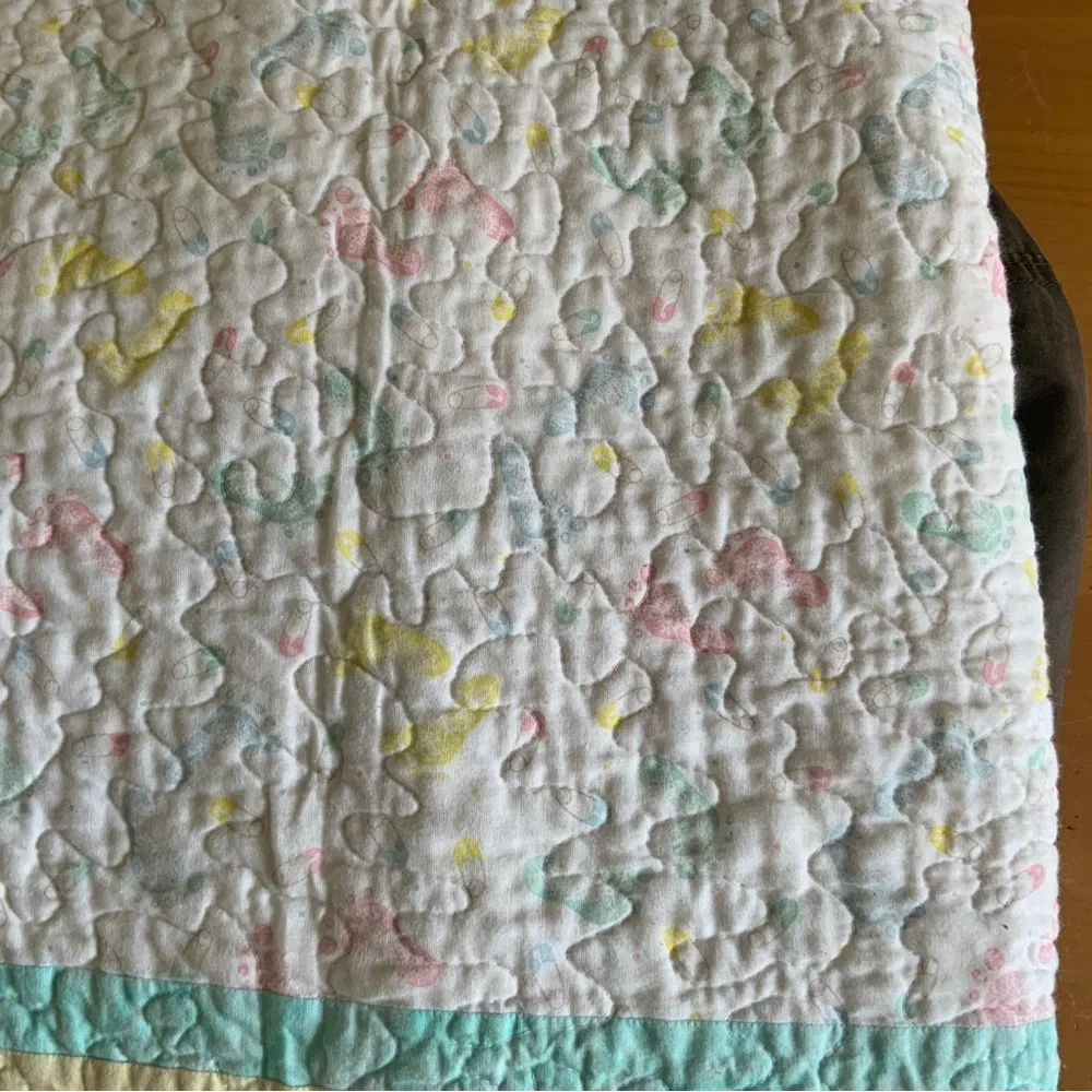 Handmade cotton baby quilt size 41” x 53”